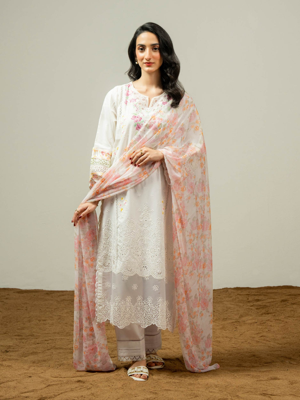 3 Piece Cambric Suit-Embroidered (Pret)