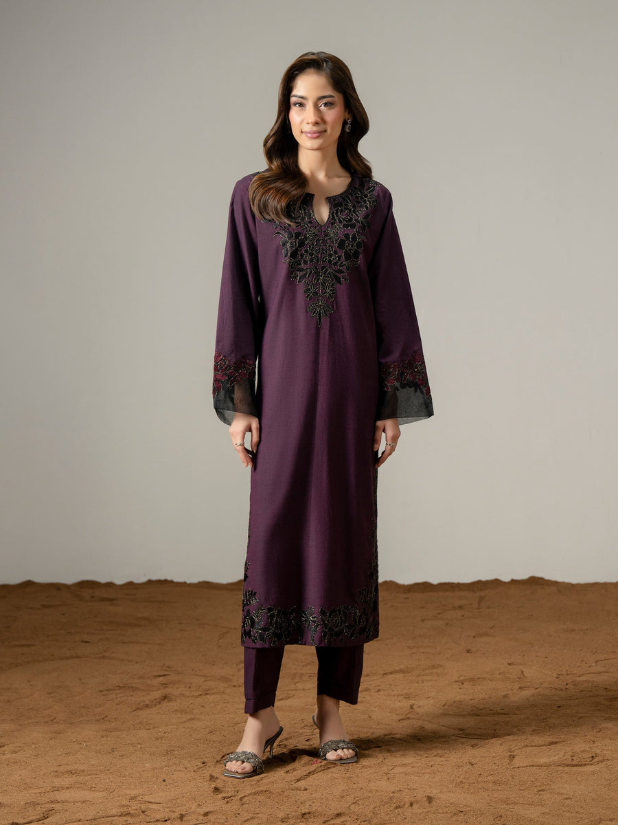 2 Piece Yarn Dyed Suit-Embroidered (Pret) - Pehnaawaa