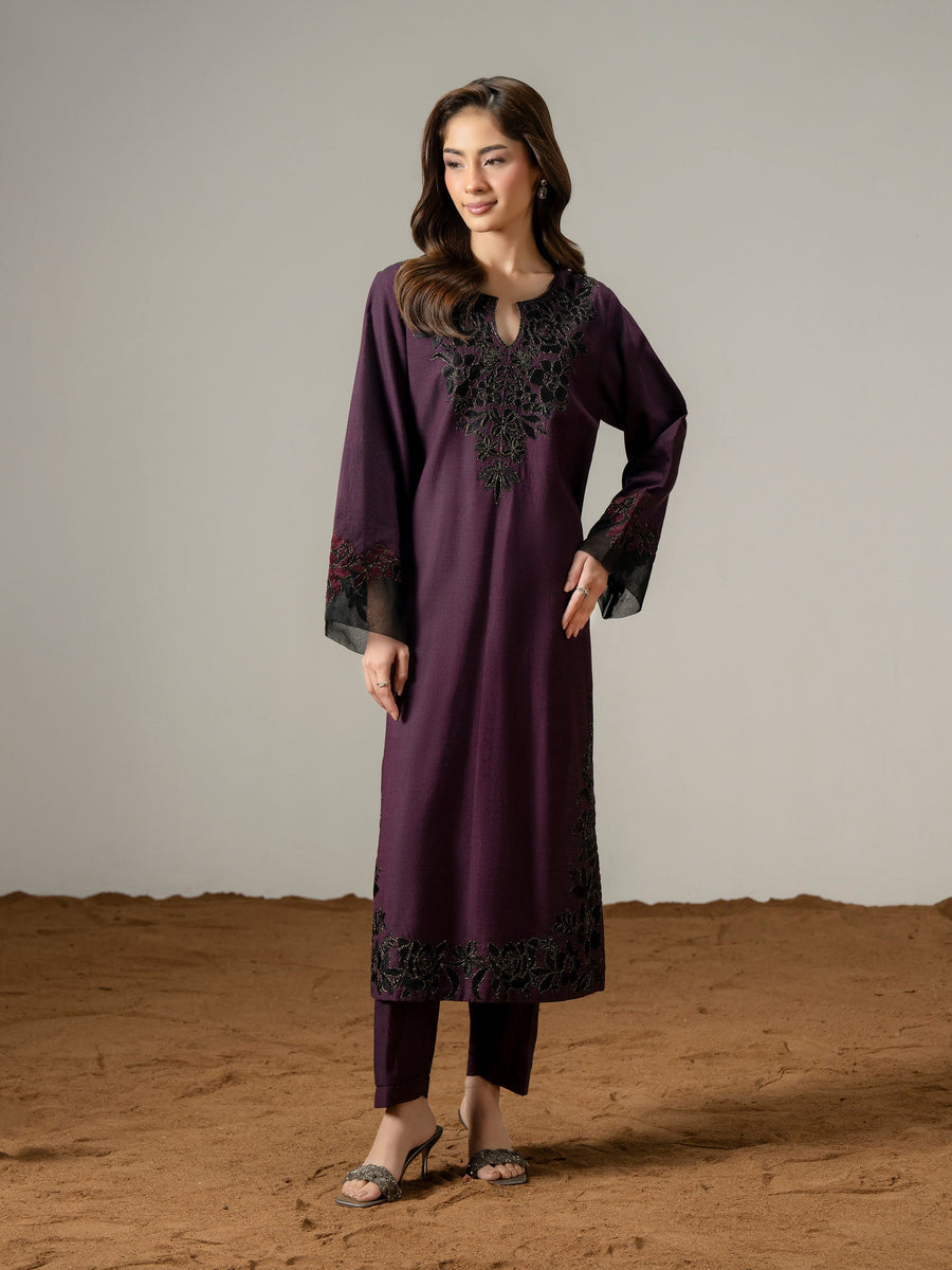 2 Piece Yarn Dyed Suit-Embroidered (Pret) - Pehnaawaa