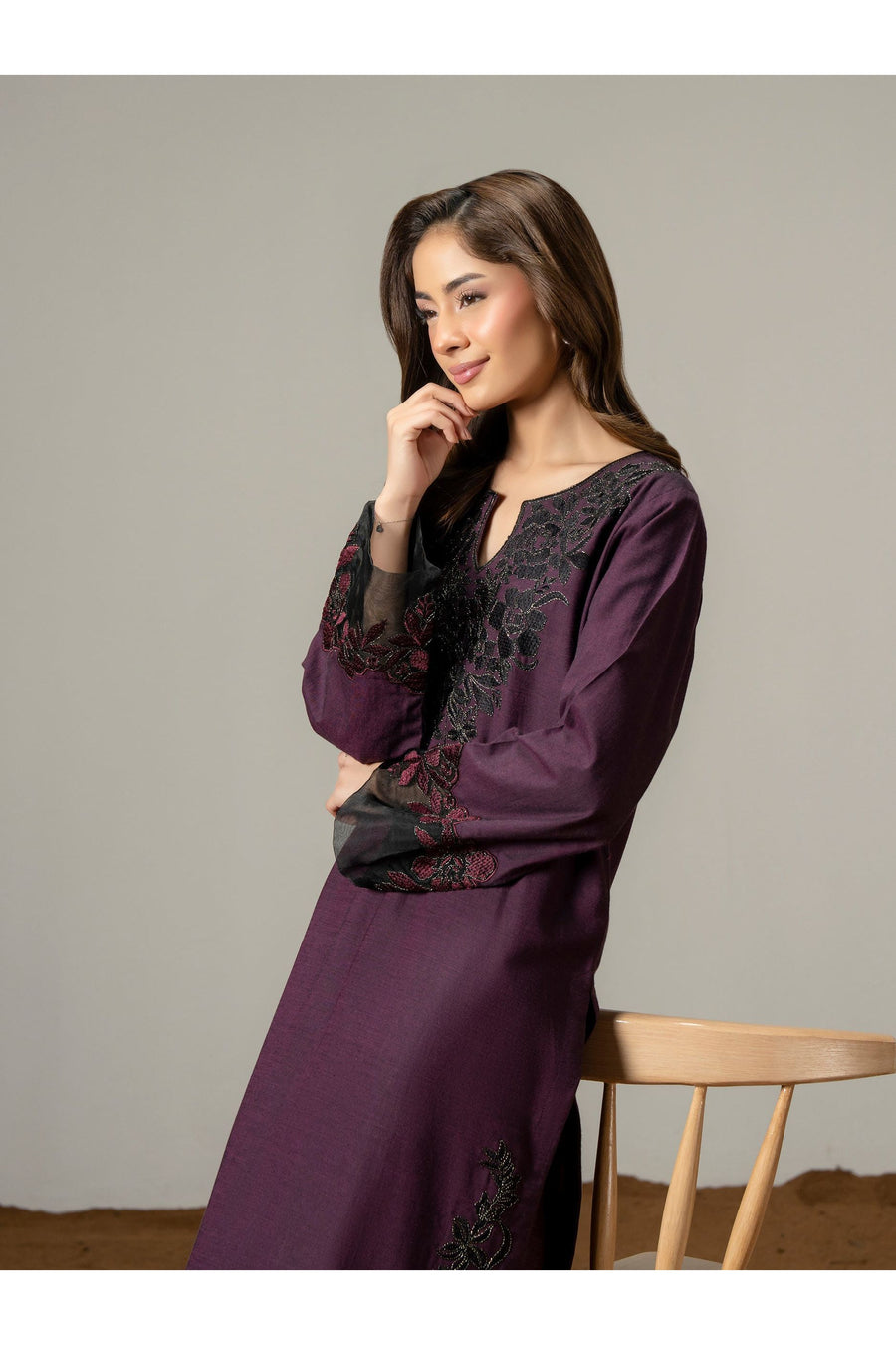 Yarn Dyed 2 Piece Embroidered Suit Set