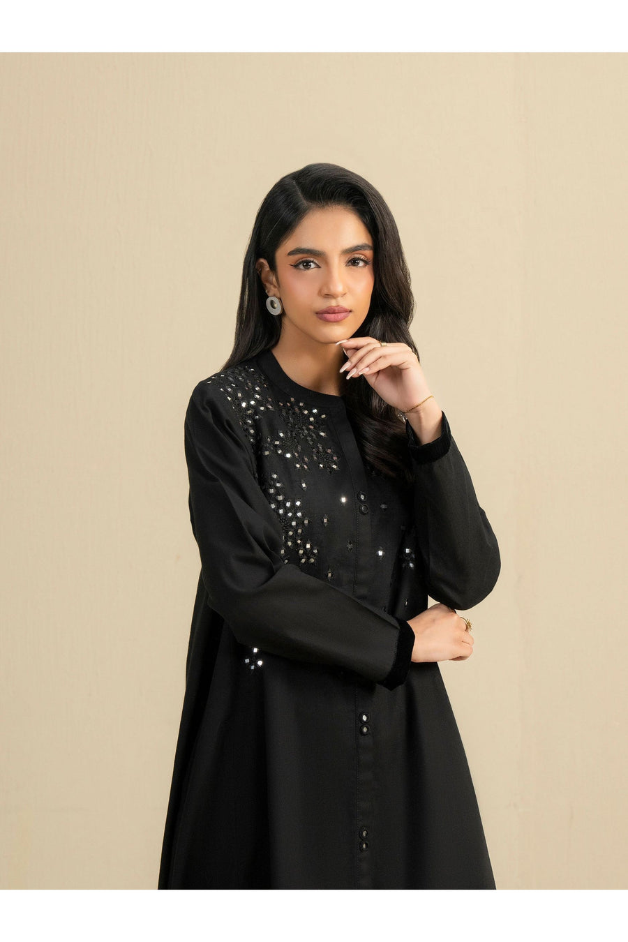 Embroidered Khaddar Shirt for Everyday Style