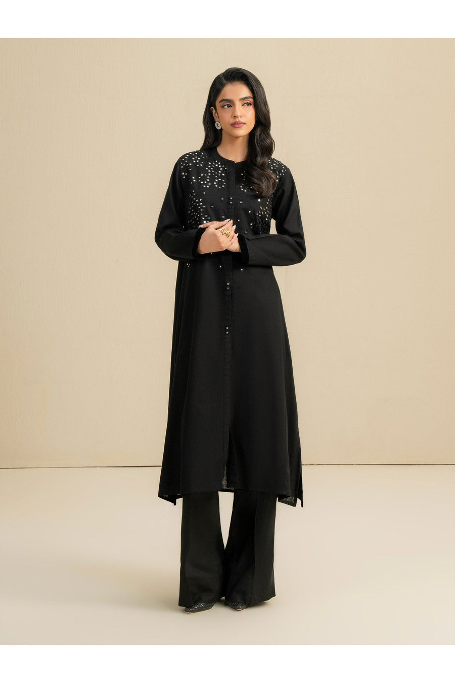 Embroidered Khaddar Shirt for Everyday Style
