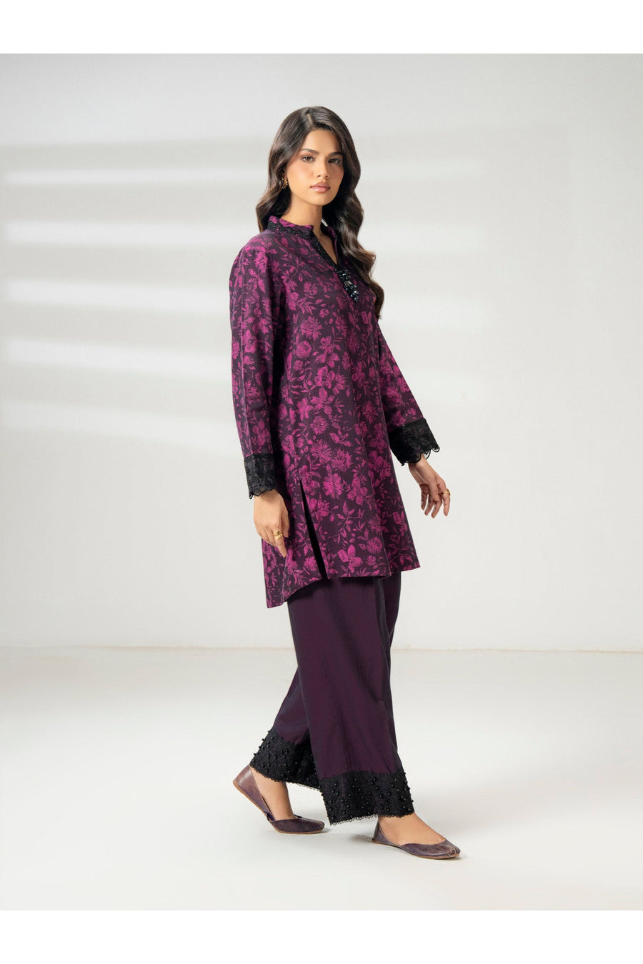 Embroidered 2 Piece Jacquard Suit Set
