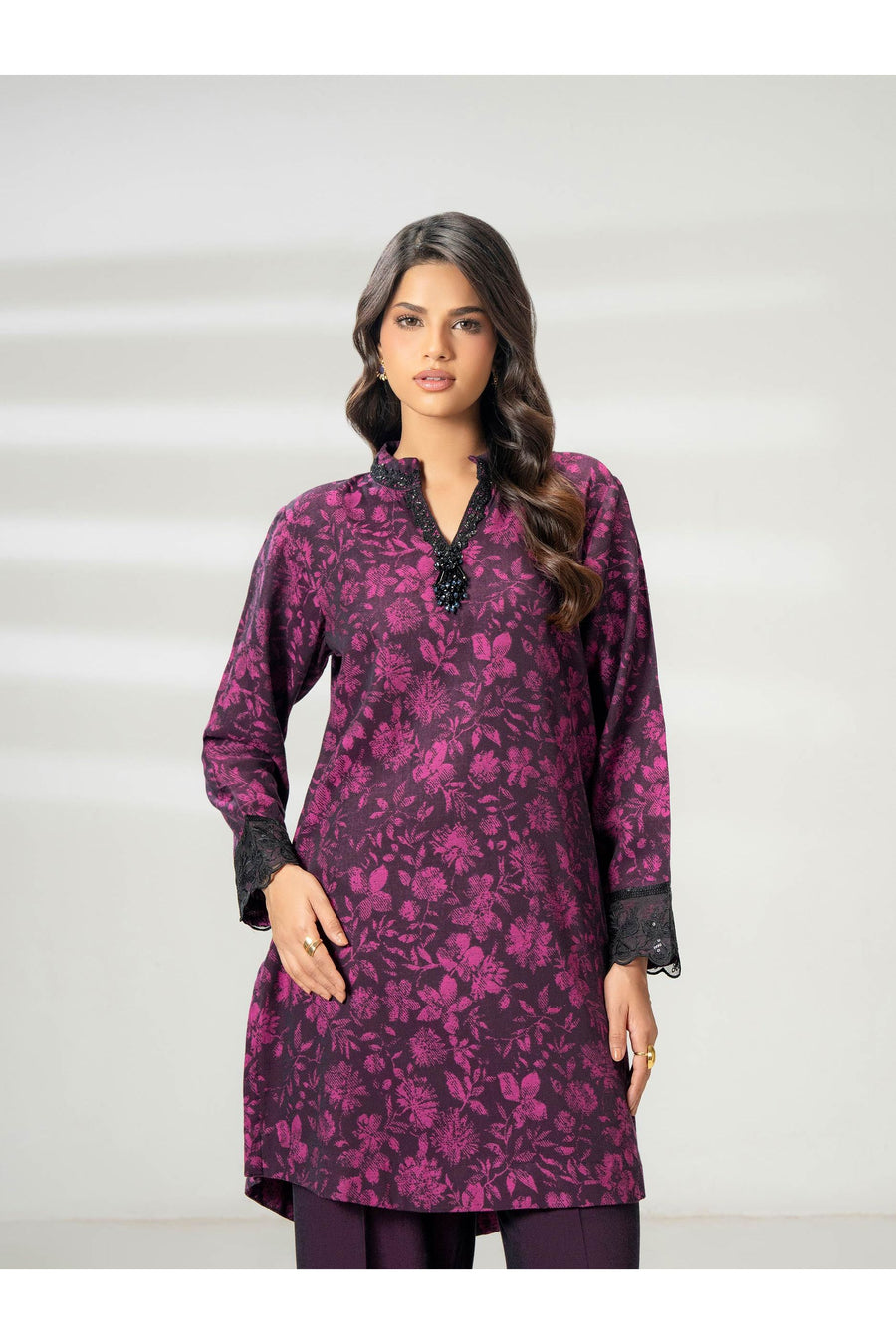 Embroidered 2 Piece Jacquard Suit Set