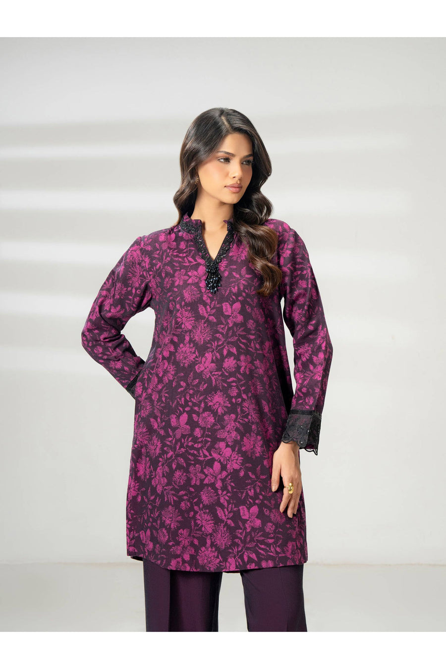 Embroidered 2 Piece Jacquard Suit Set