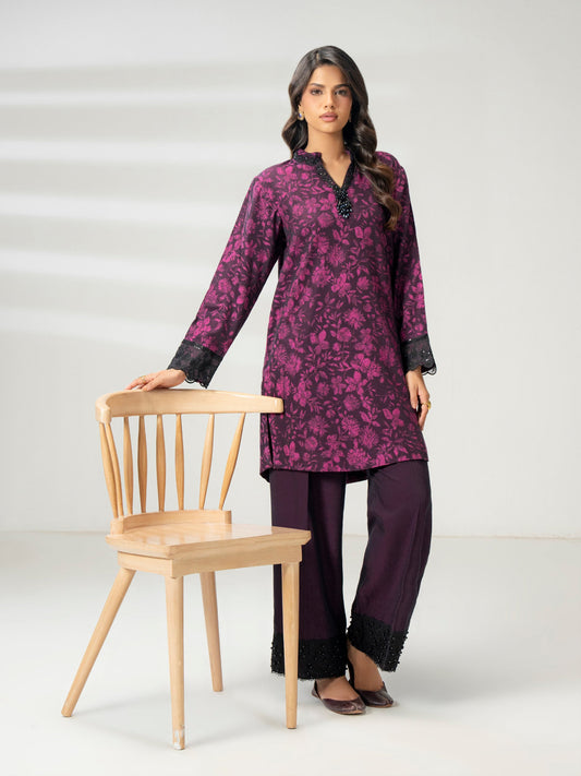 2 Piece Jacquard Suit-Embroidered (Pret) - Pehnaawaa