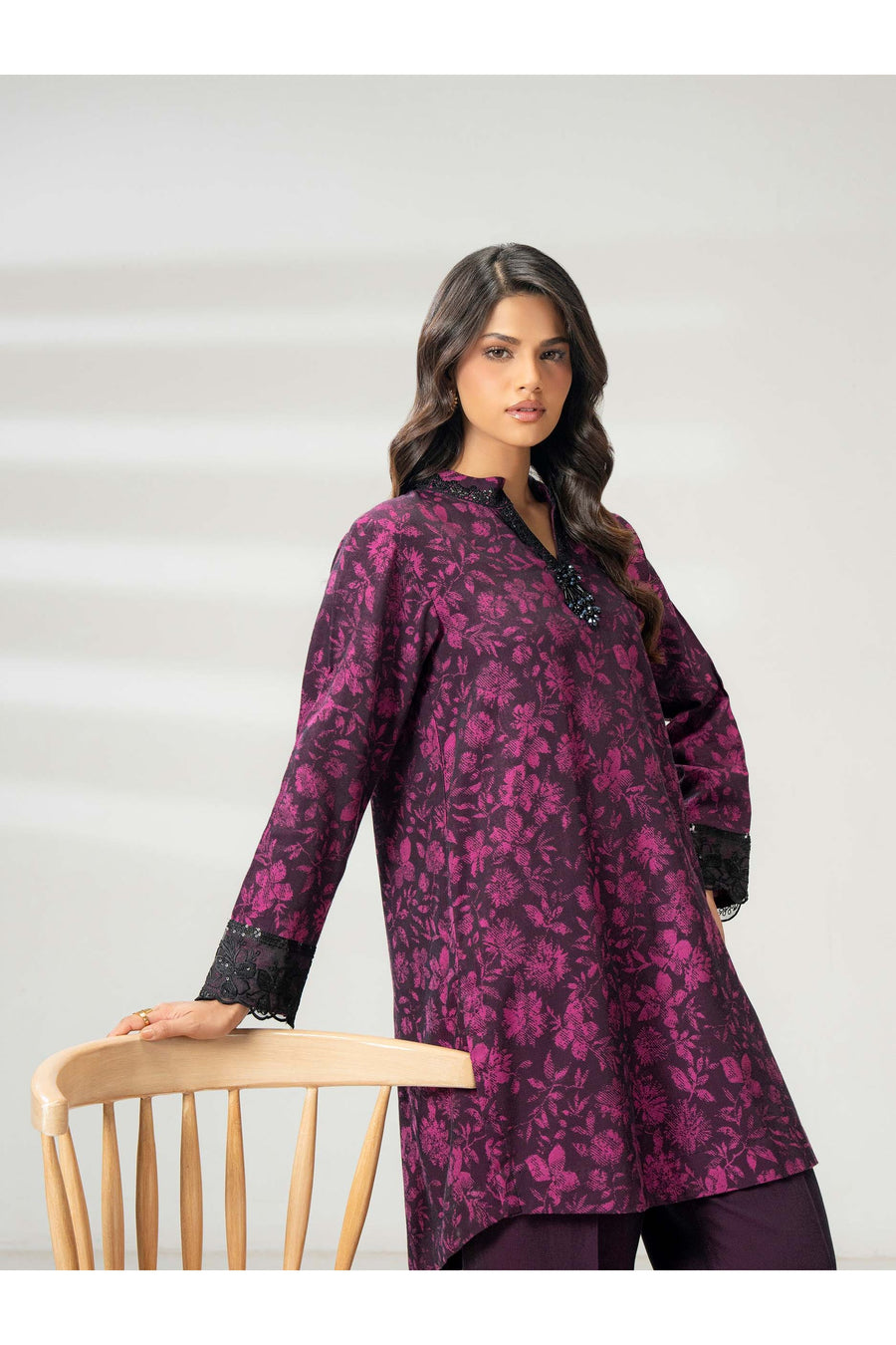 Embroidered 2 Piece Jacquard Suit Set