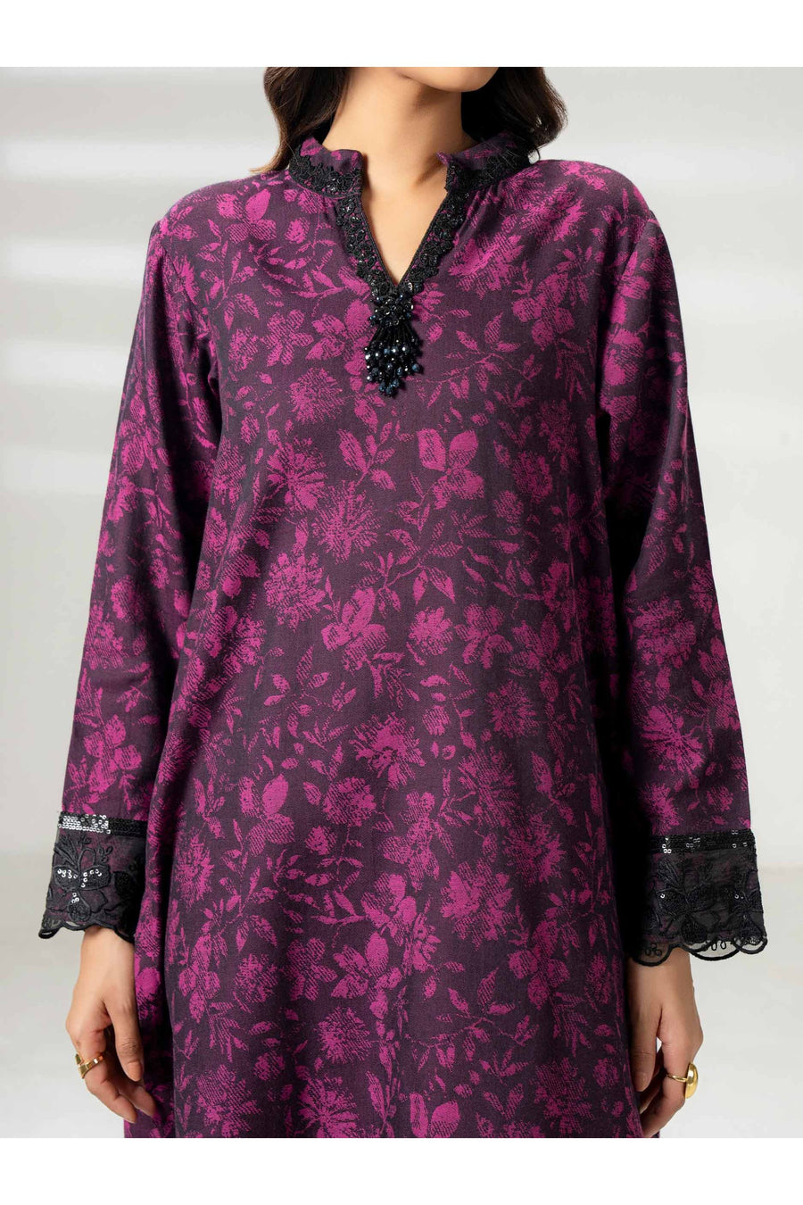 Embroidered 2 Piece Jacquard Suit Set