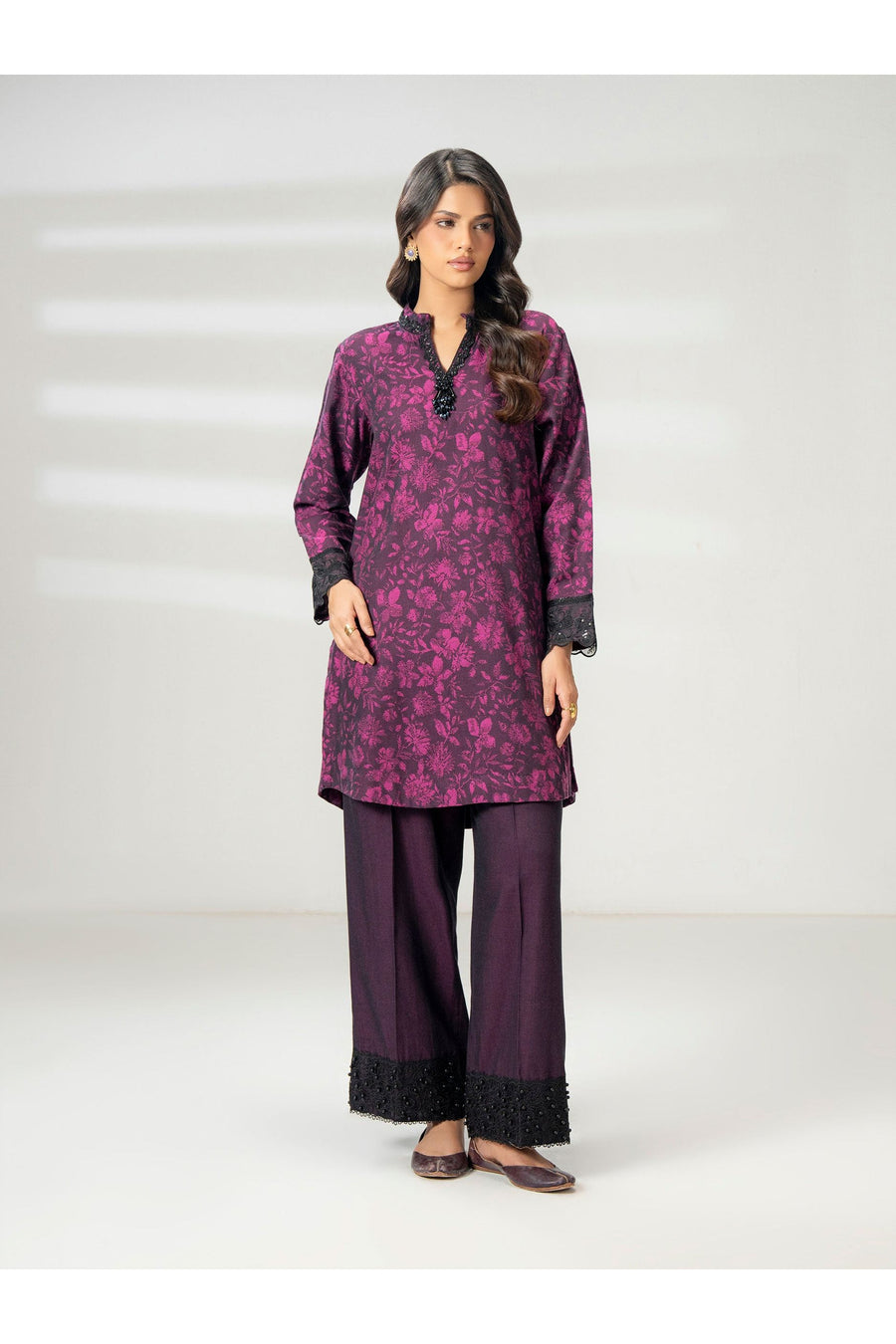 Embroidered 2 Piece Jacquard Suit Set