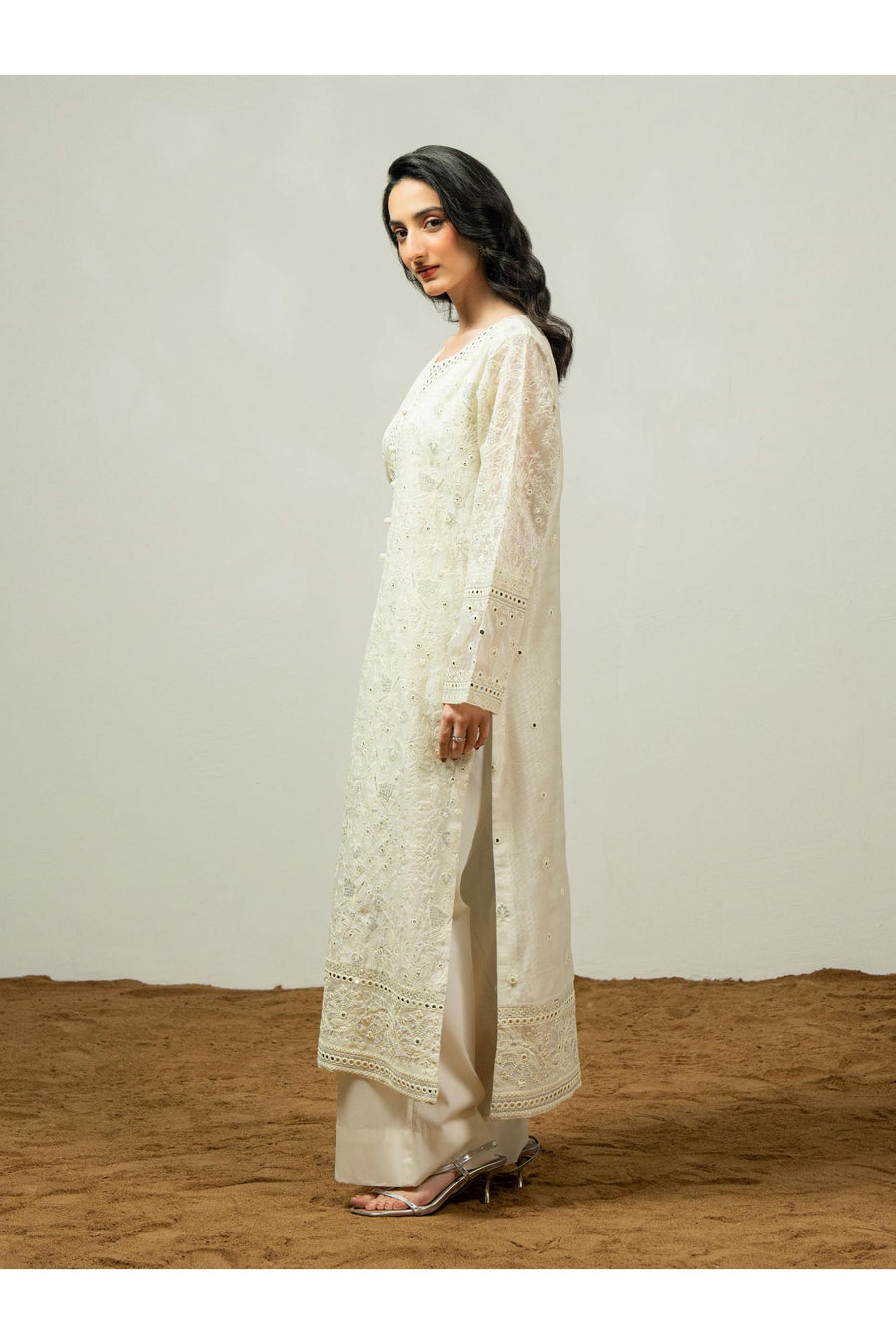 Embroidered 2 Piece Net Suit for Casual Wear