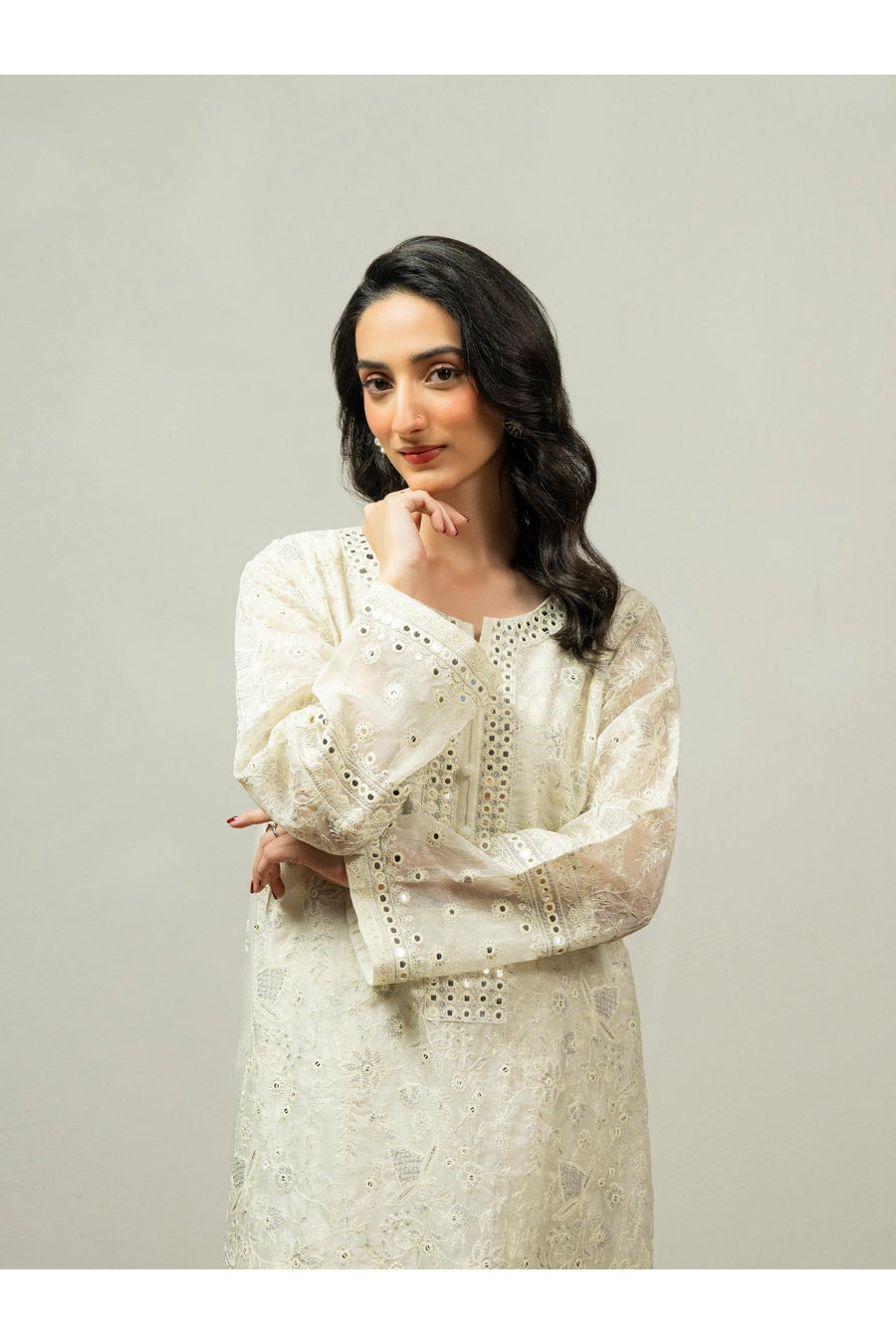 Embroidered 2 Piece Net Suit for Casual Wear