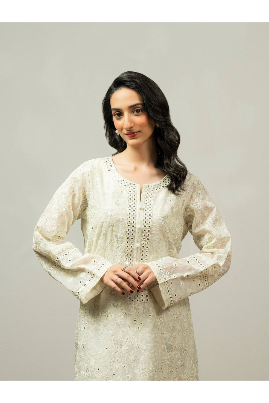 Embroidered 2 Piece Net Suit for Casual Wear