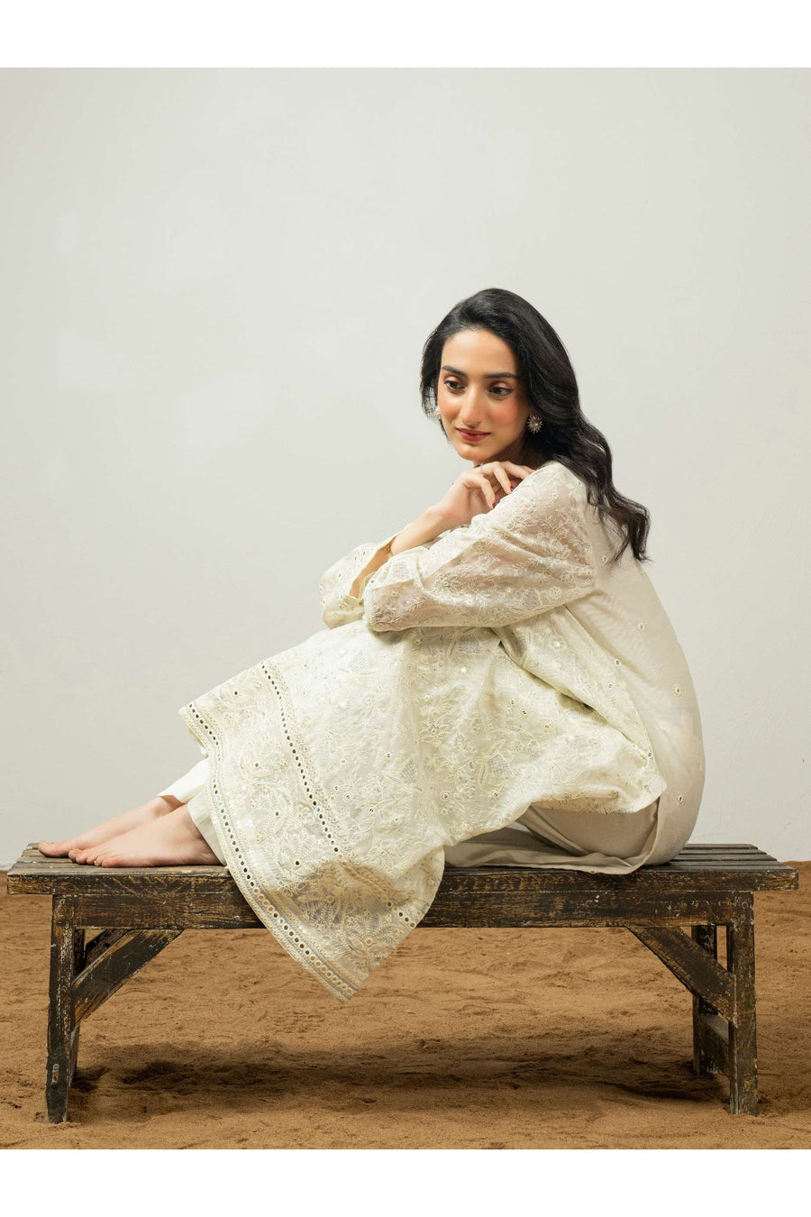 Embroidered 2 Piece Net Suit for Casual Wear