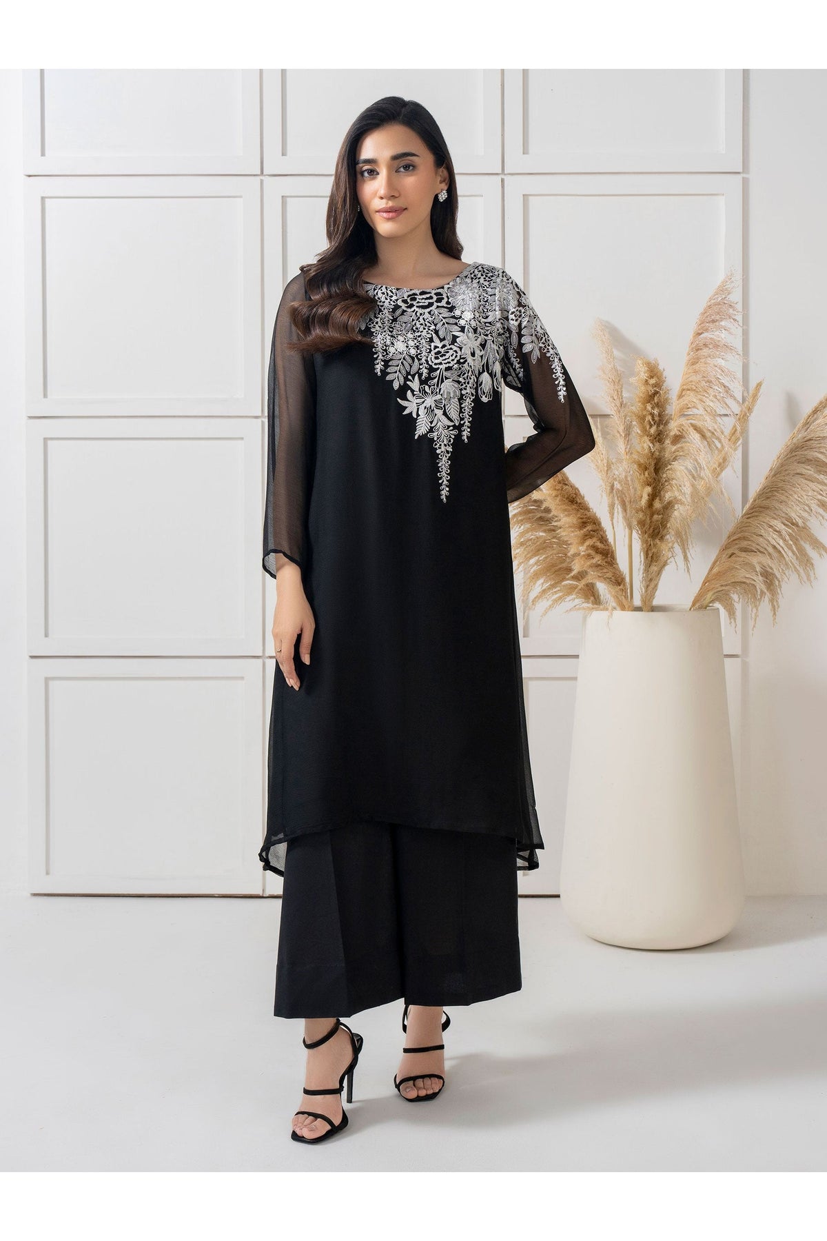Embroidered Chiffon Shirt for Effortless Style