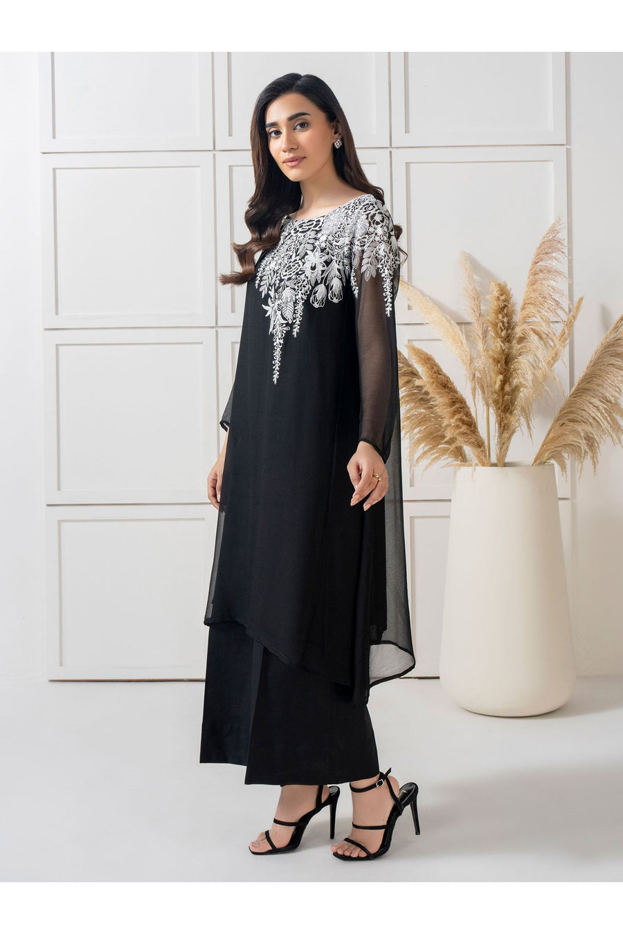 Embroidered Chiffon Shirt for Effortless Style