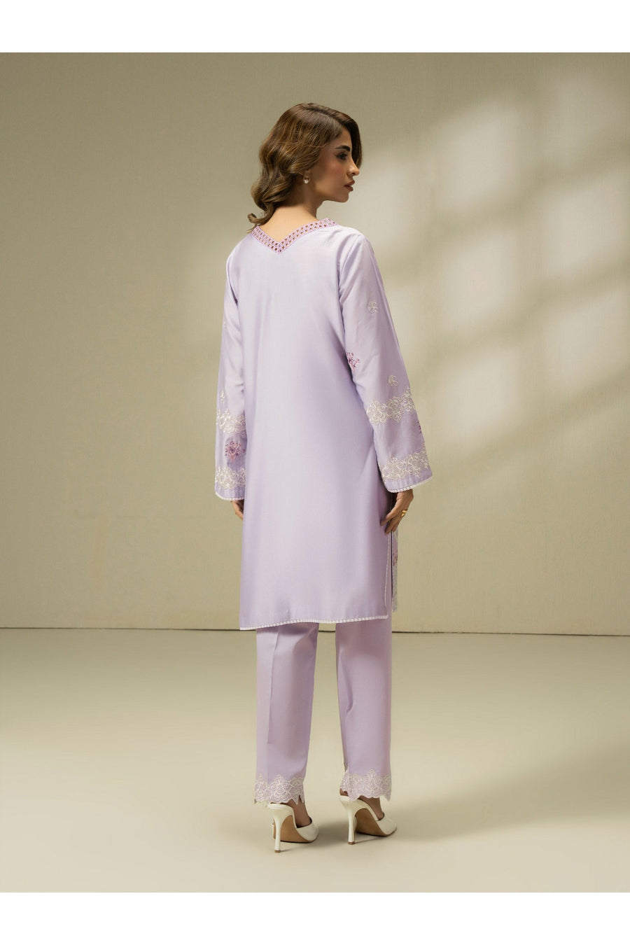 Stylish Embroidered Satin 2-Piece Suit