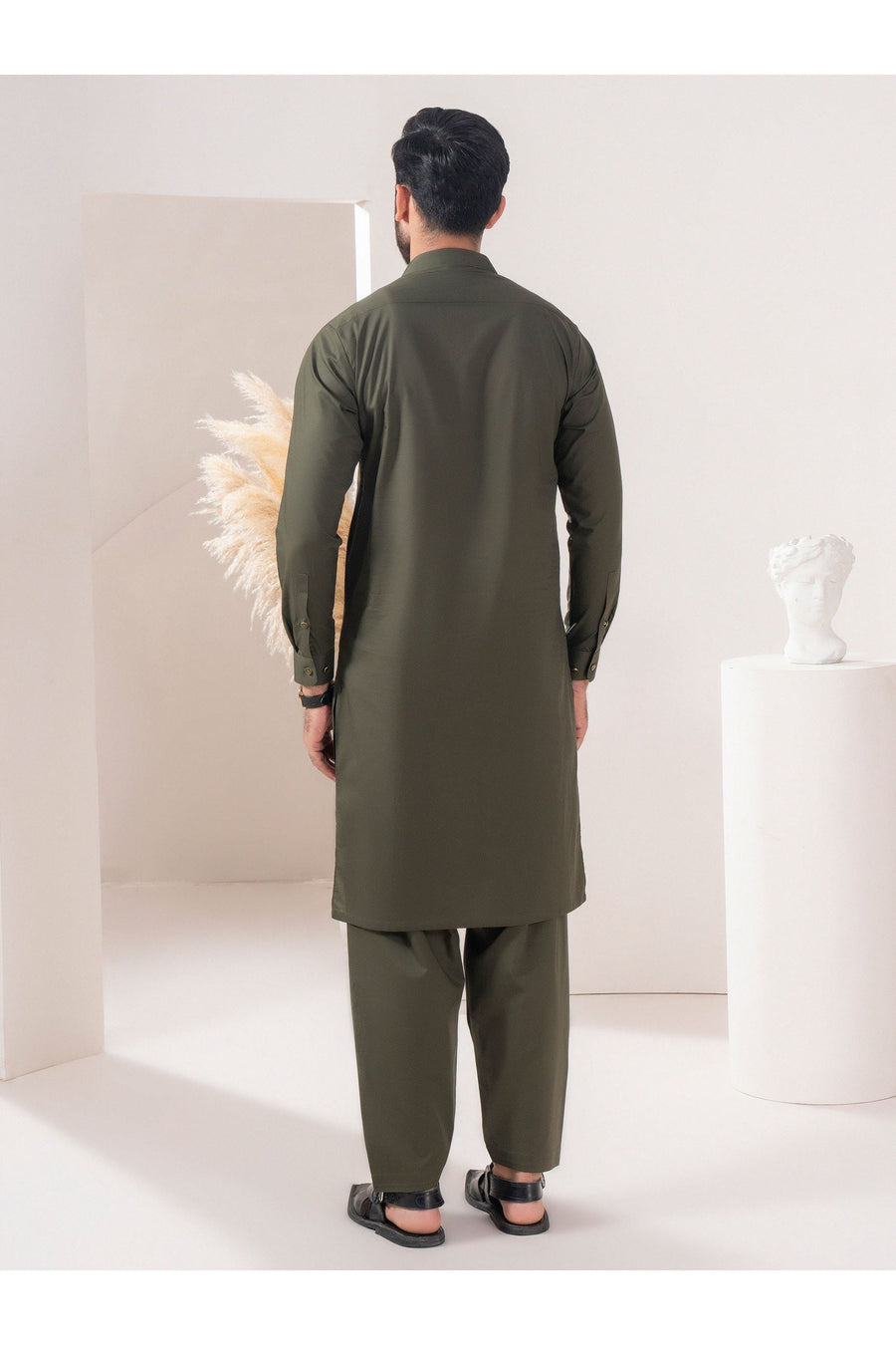 Men's Deep Green Cotton Suit For Elegant Style And Comfort