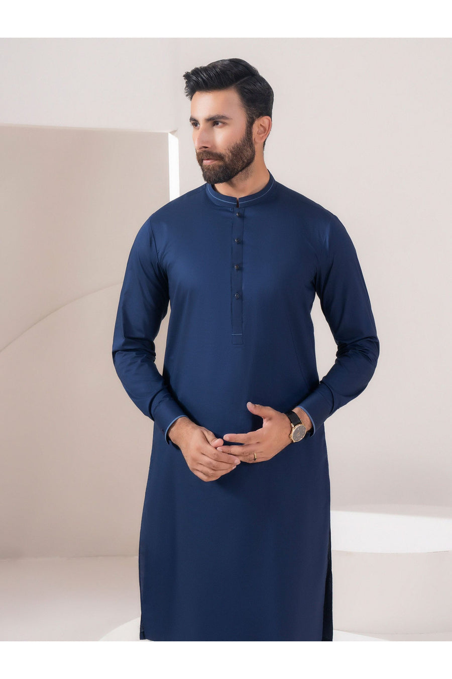 Two Piece Mens Cotton Suit In Navy For Elegant Everyday Wear