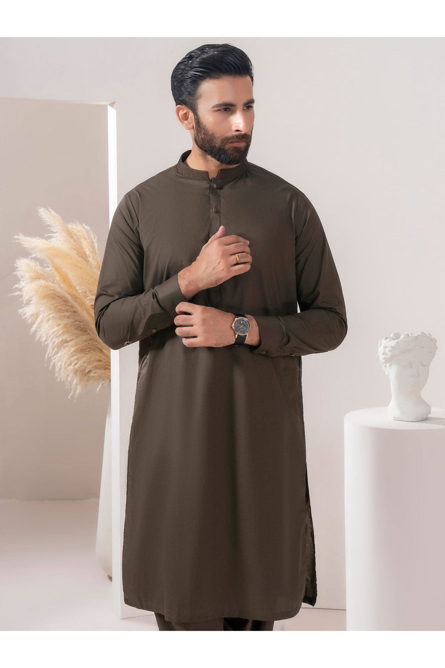 Men's Cotton Suit With Embroidered Kameez For Elegant Comfort