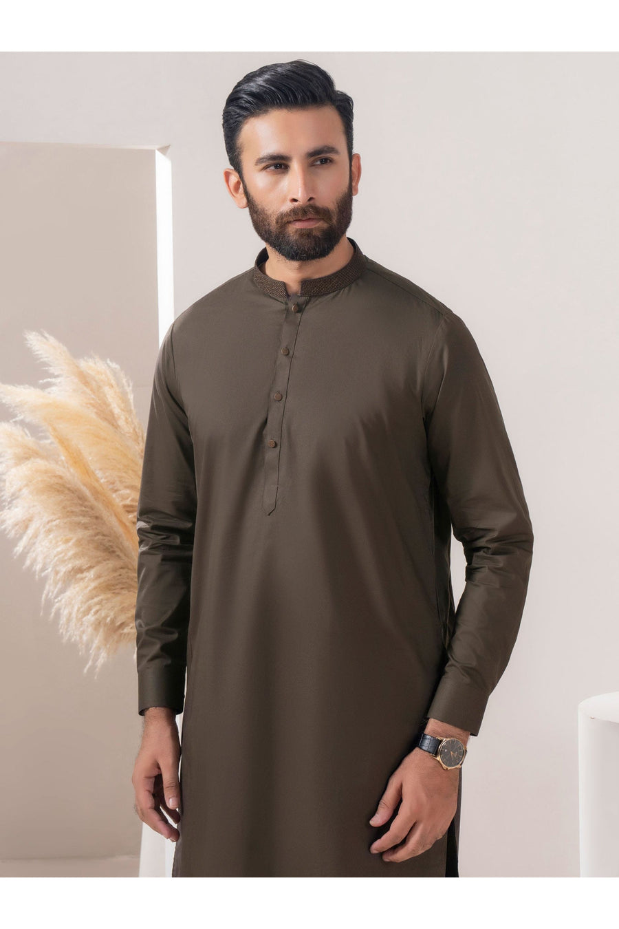 Men's Cotton Suit With Embroidered Kameez For Elegant Comfort