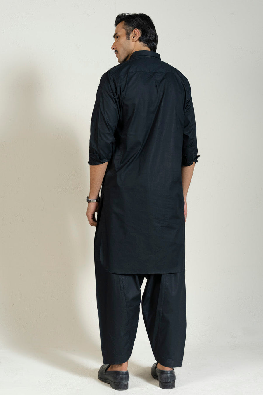 Midnight Cotton 2-Piece Kurta Set | Tailored Collar
