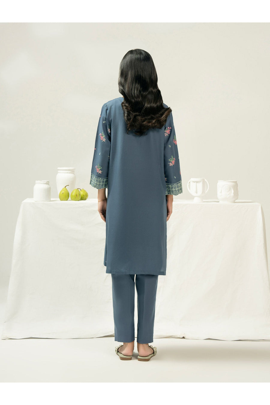 Embroidered 2 Piece Dobby Suit for Every Day