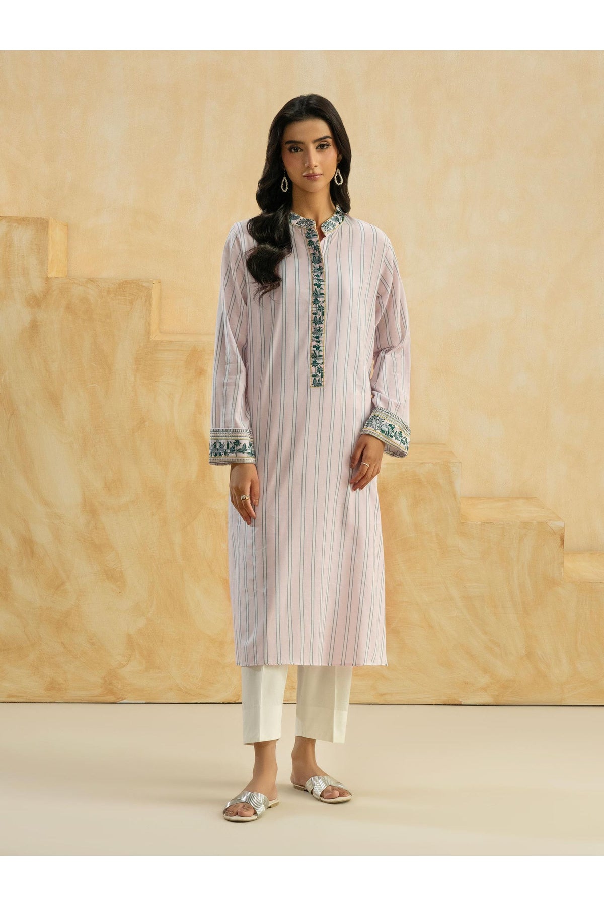 Embroidered Yarn Dyed Casual Shirt -
