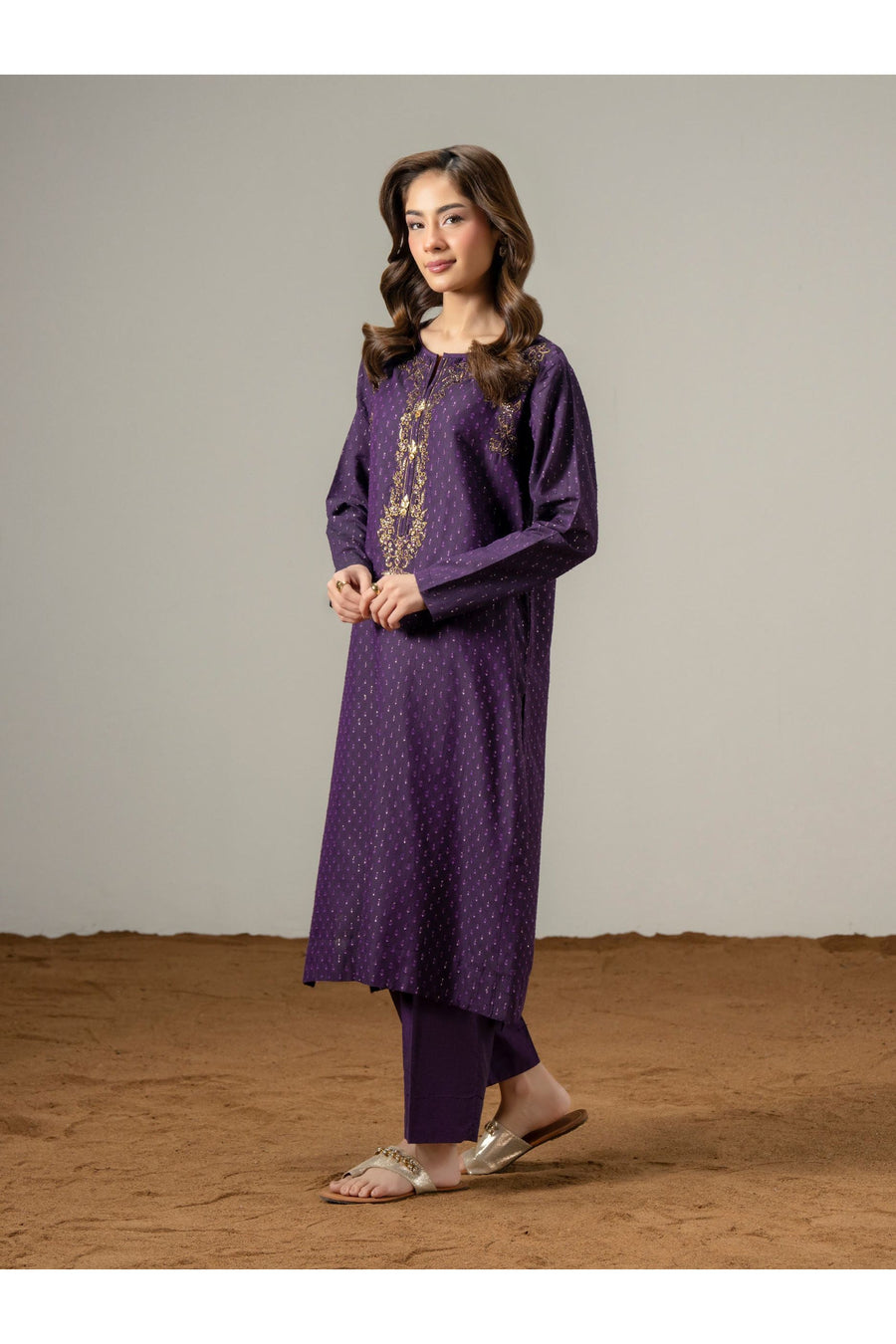 Embroidered 2 Piece Jacquard Suit Set