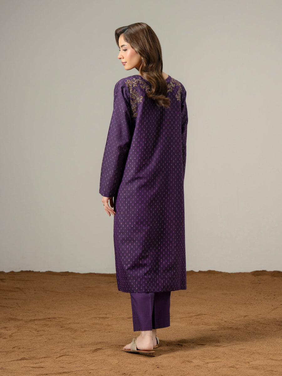 2 Piece Jacquard Suit-Embroidered (Pret) - Pehnaawaa