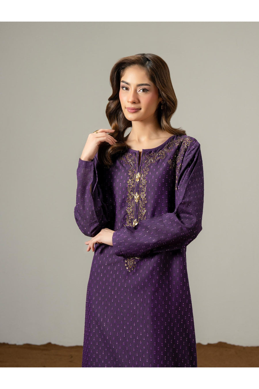 Embroidered 2 Piece Jacquard Suit Set