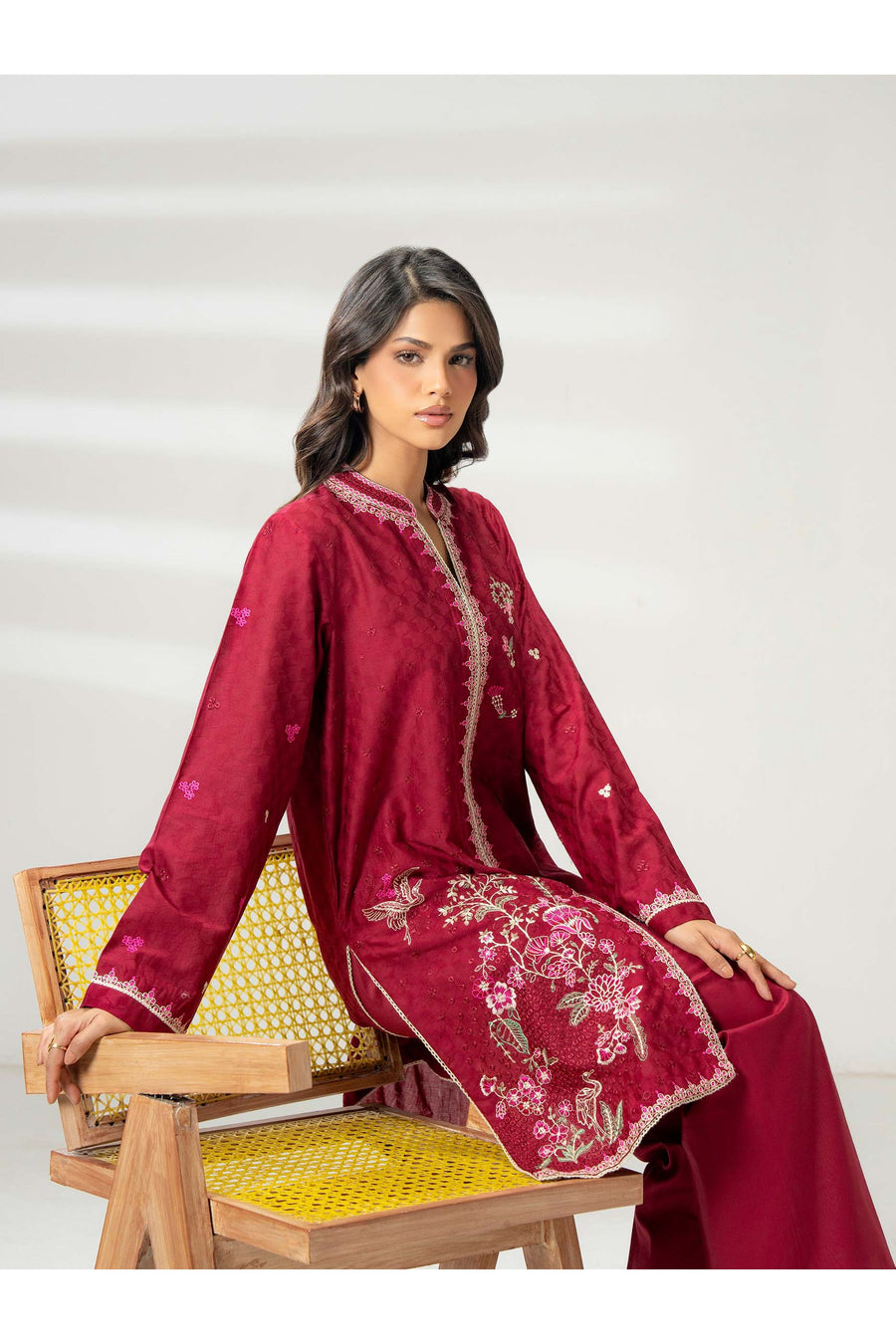 Embroidered 2 Piece Jacquard Suit Set