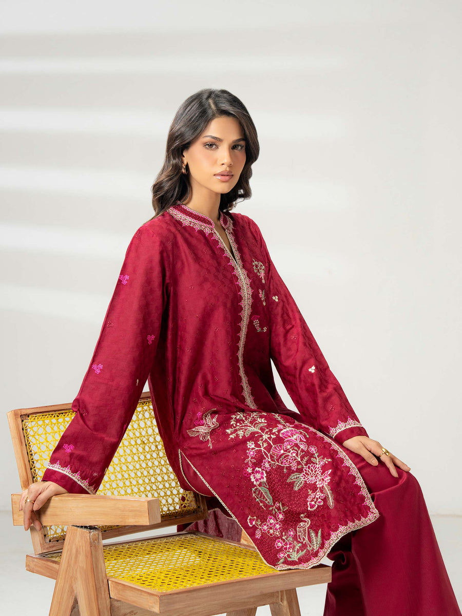 2 Piece Jacquard Suit-Embroidered (Pret) - Pehnaawaa