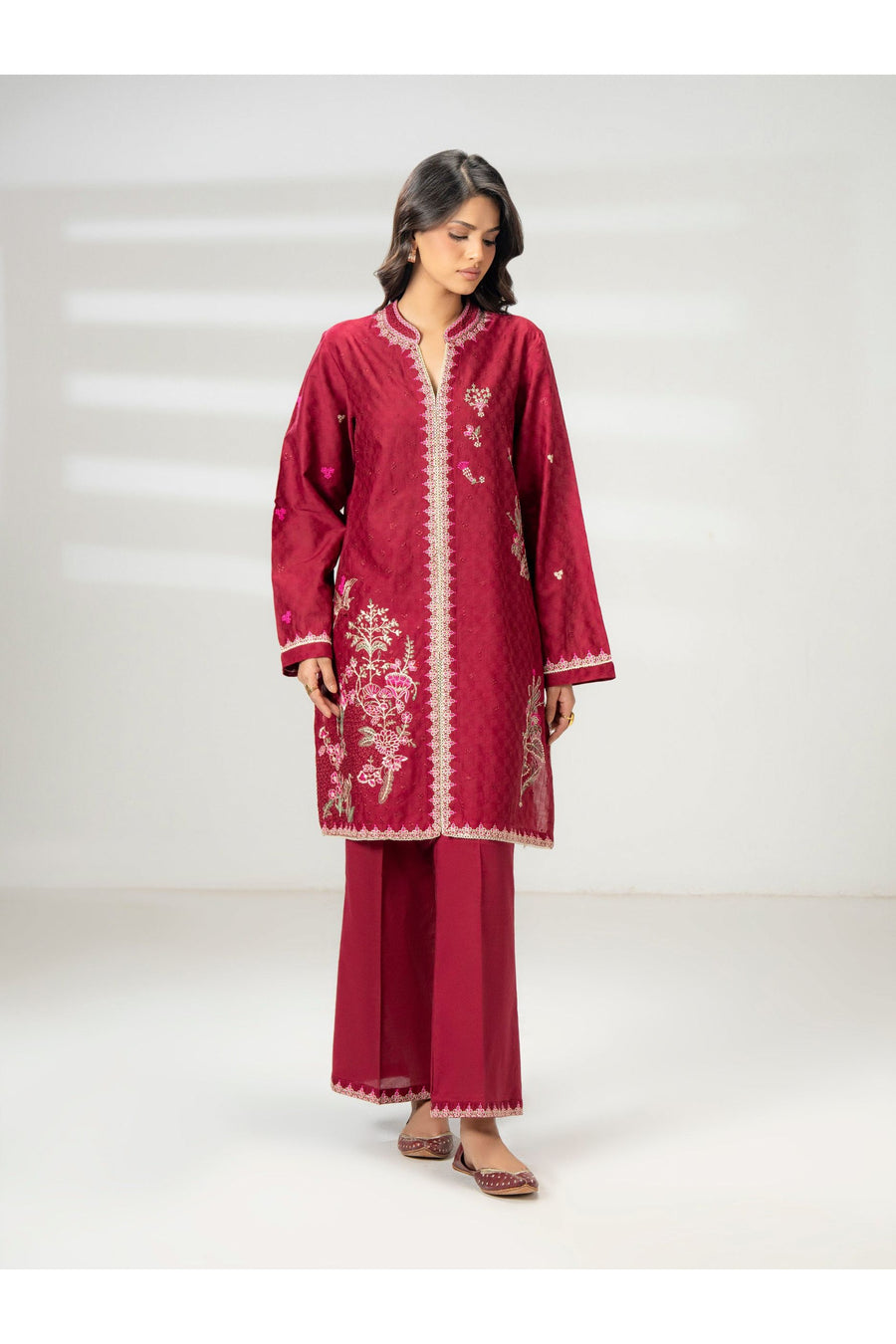 Embroidered 2 Piece Jacquard Suit Set