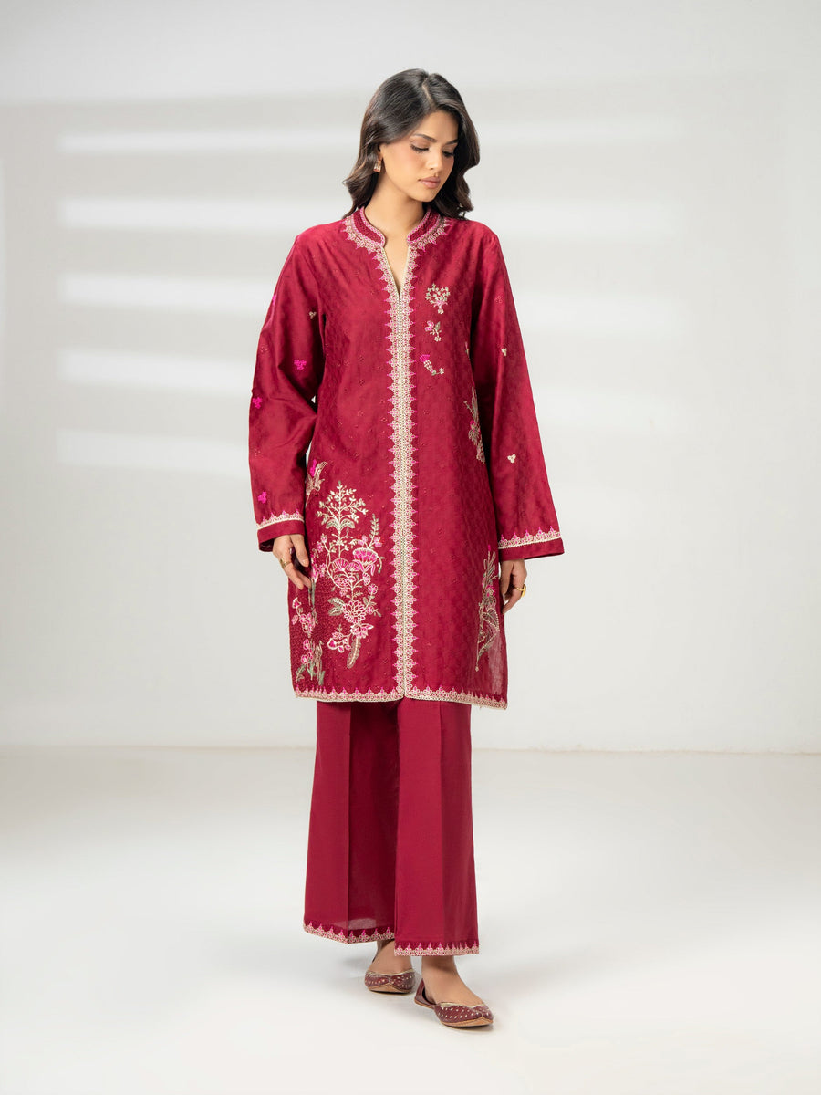 2 Piece Jacquard Suit-Embroidered (Pret) - Pehnaawaa