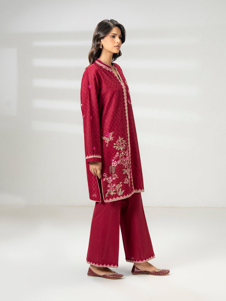 2 Piece Jacquard Suit-Embroidered (Pret) - Pehnaawaa