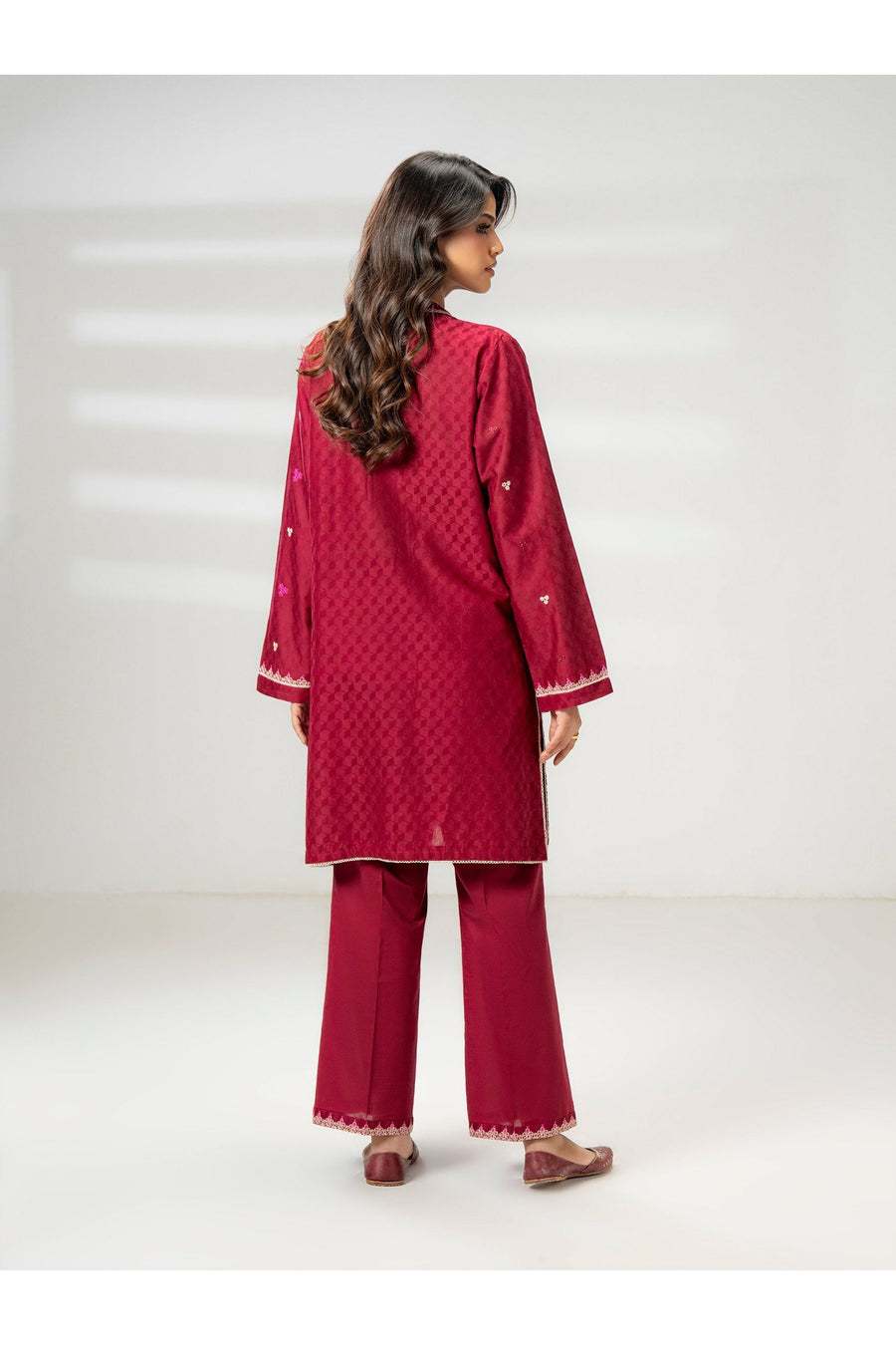 Embroidered 2 Piece Jacquard Suit Set