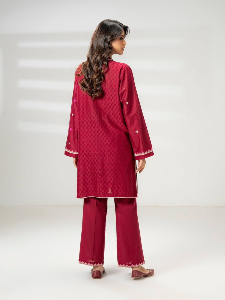 2 Piece Jacquard Suit-Embroidered (Pret) - Pehnaawaa
