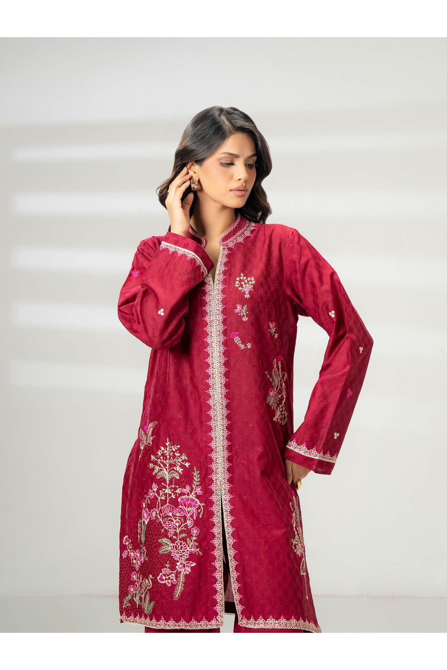 Embroidered 2 Piece Jacquard Suit Set