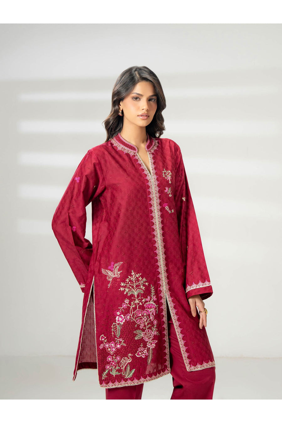 Embroidered 2 Piece Jacquard Suit Set