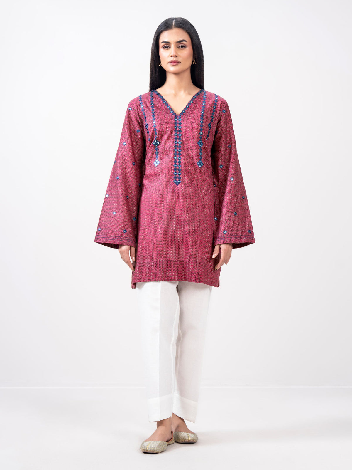 Pink Lawn Eastern Top | Mirror Work