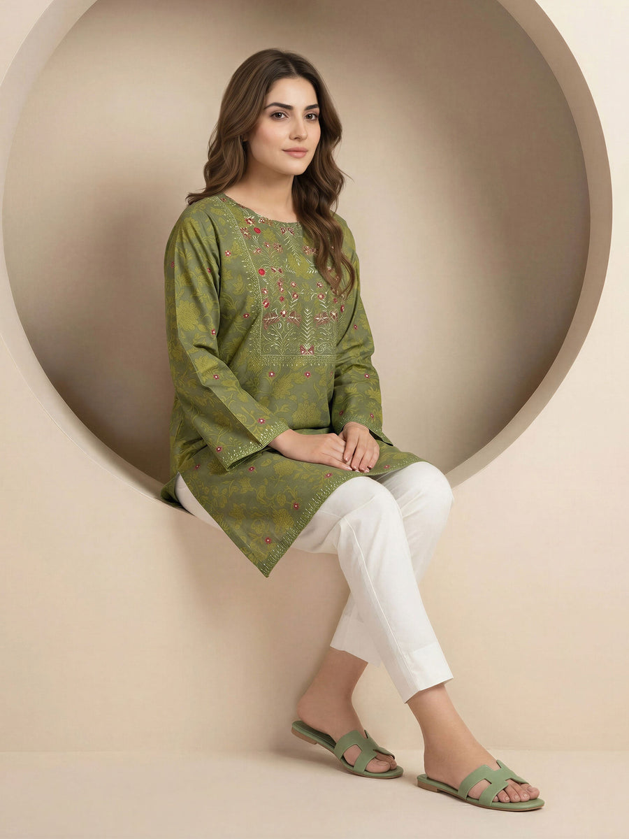 Printed Lawn Eastern Top | Sequin