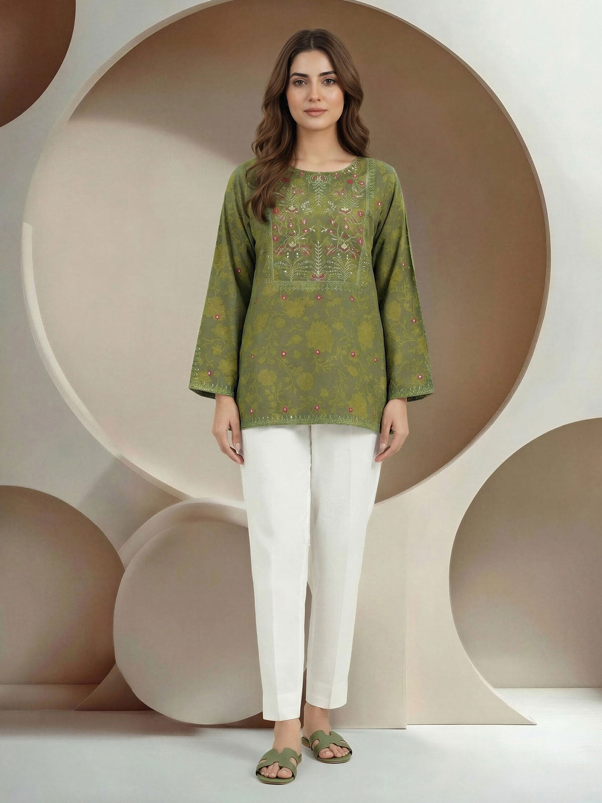 Printed Lawn Eastern Top | Sequin