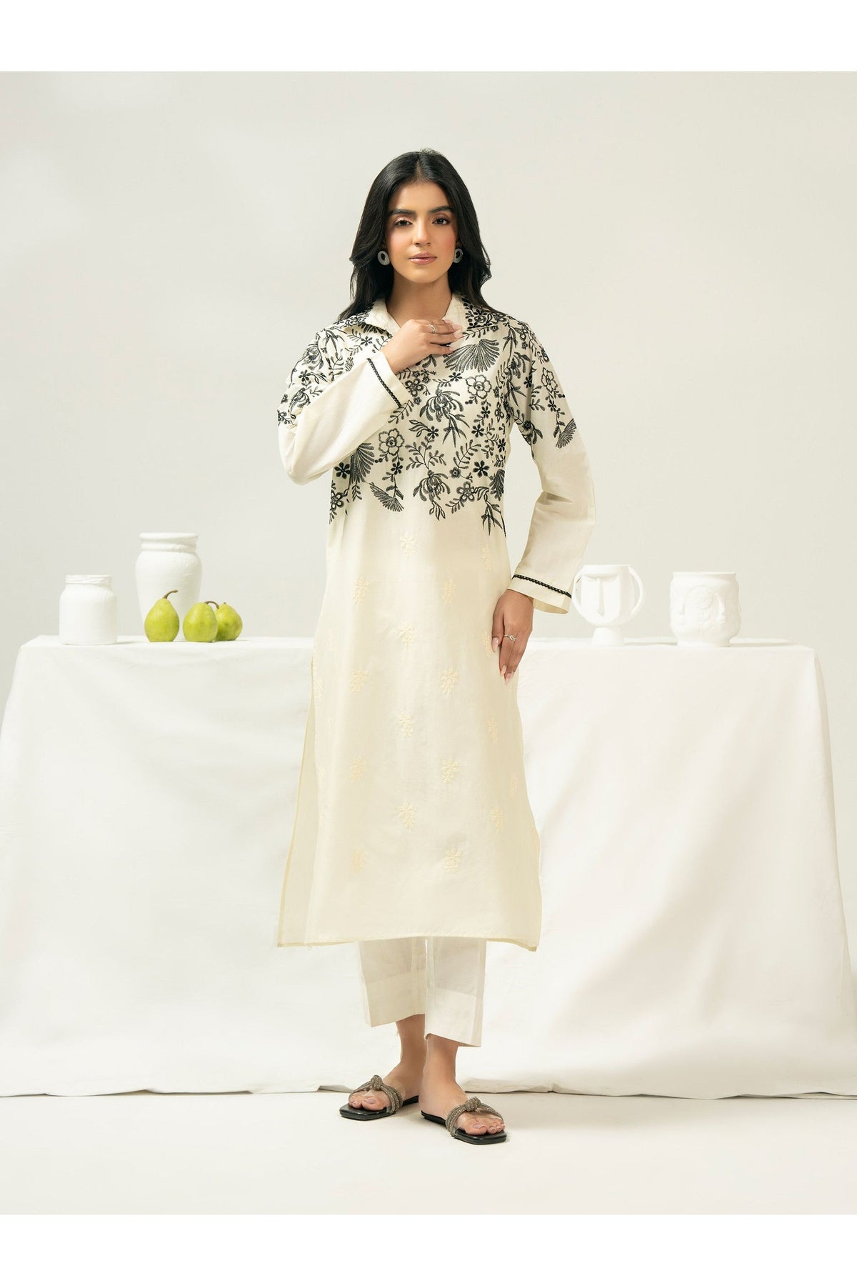 Embroidered Cambric Shirt for Casual Style