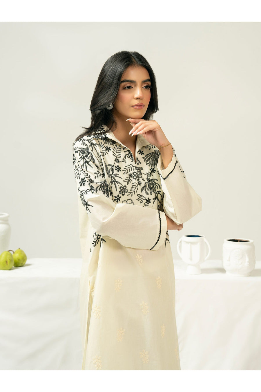 Embroidered Cambric Shirt for Casual Style