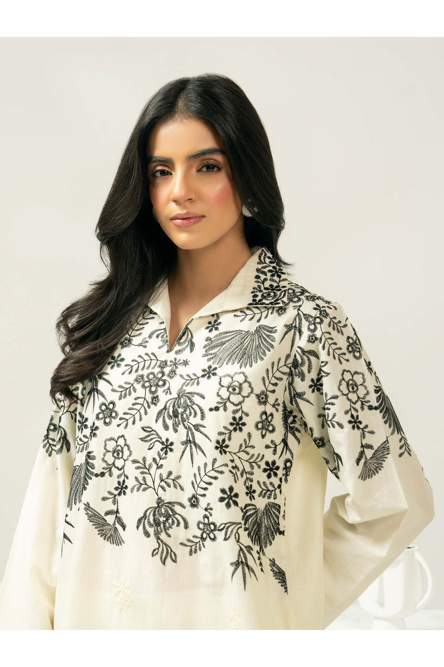 Embroidered Cambric Shirt for Casual Style
