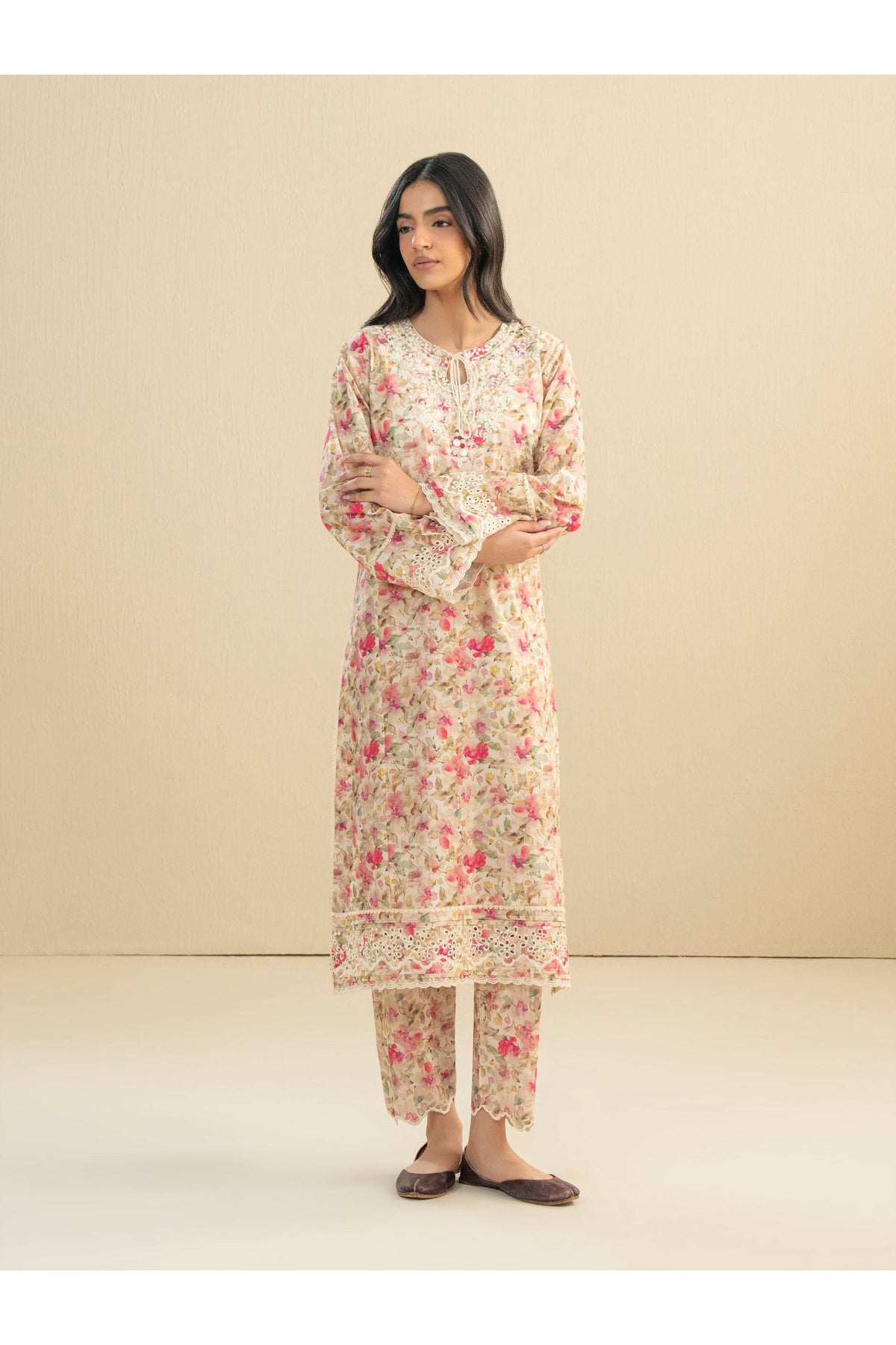 Embroidered 2 Piece Cambric Suit Set