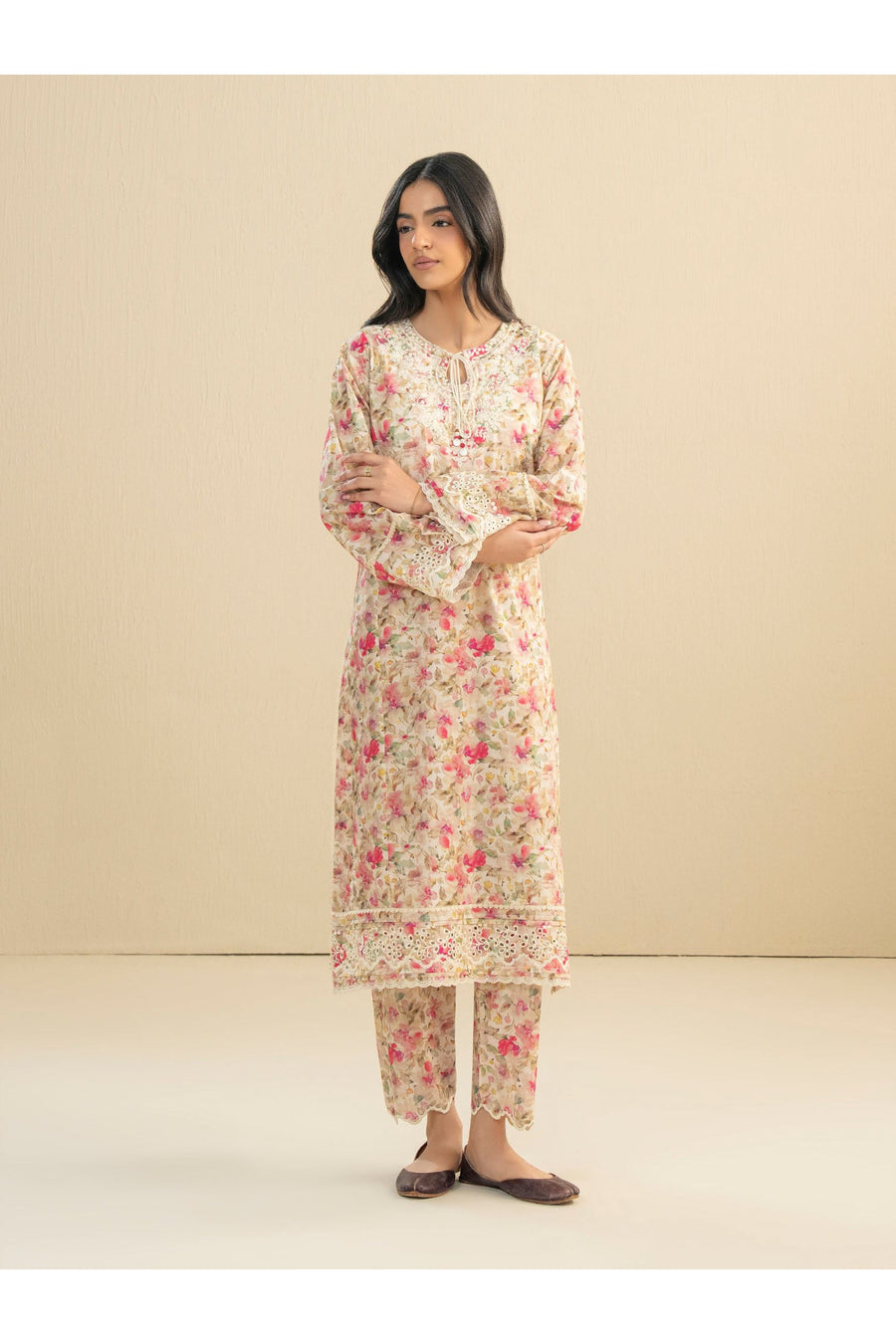 Embroidered 2 Piece Cambric Suit Set