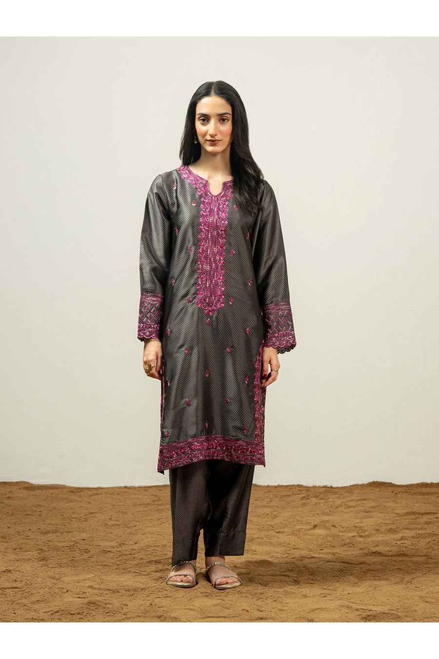 Silk Embroidered Two-Piece Suit Set