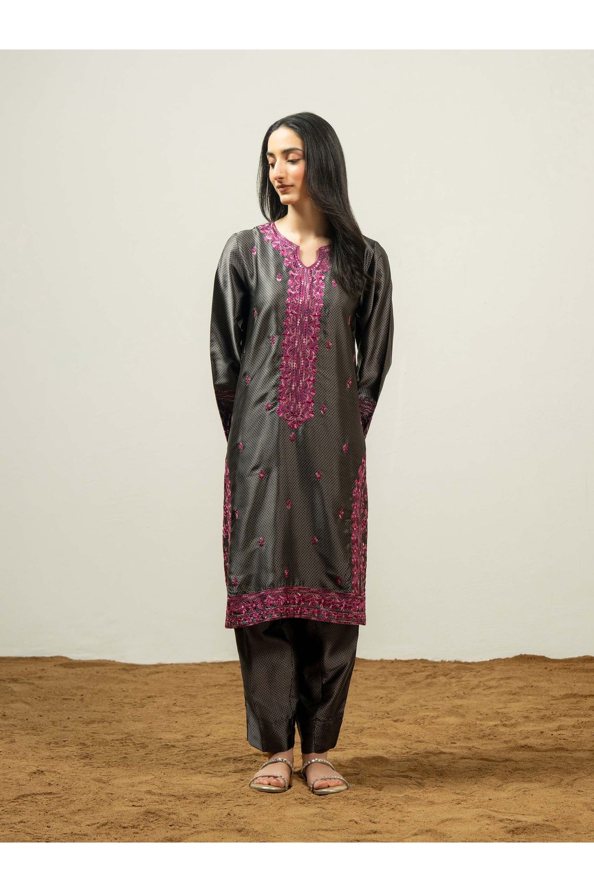 Silk Embroidered Two-Piece Suit Set