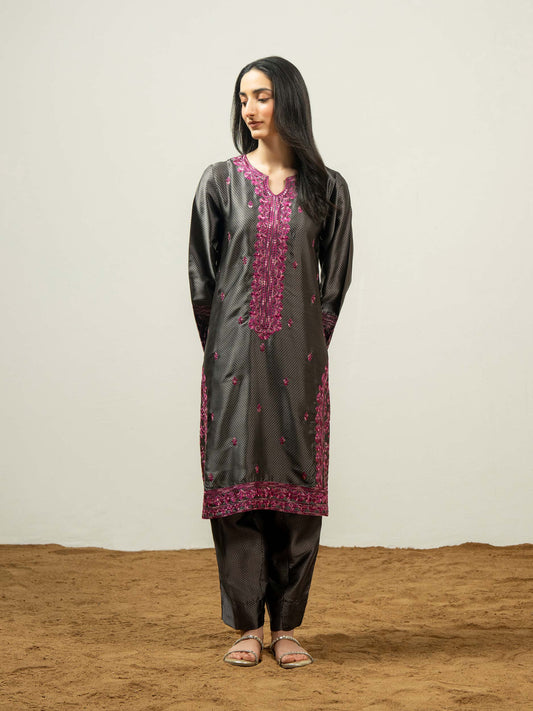 2 Piece Silk Suit-Embroidered (Pret) - Pehnaawaa